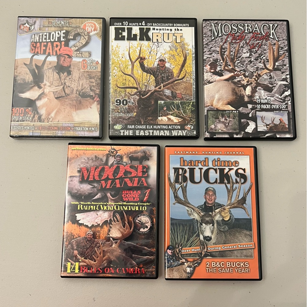 5 DVDs Bundle of Hunting Elk, Moose, Buck, Antelope DVD Collection